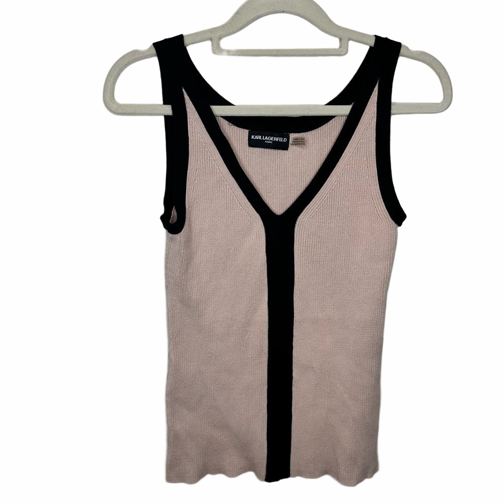 Karl Lagerfeld Knit Beige & Black Tank Size Small